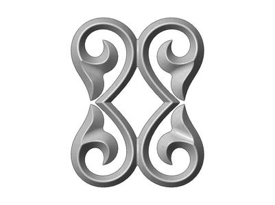 Double floral scroll decoration relief