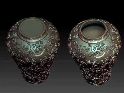 flower and leaf pattern vase