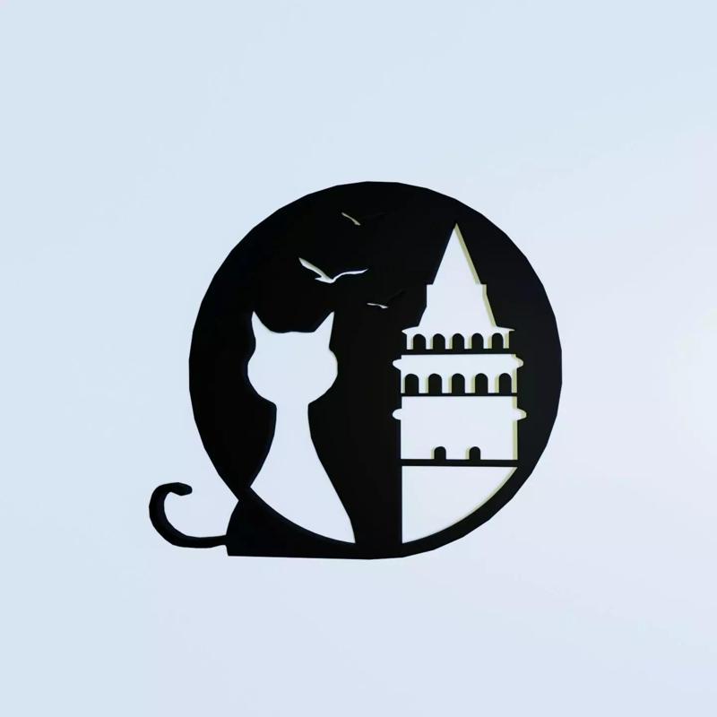 Cat and Galata Tower Wall Decor