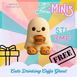 Cute Drinking Coffe Ghost for Free Z-Minis
