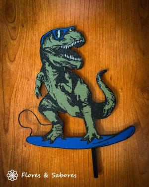 Cool T-Rex Skateboarder 3D Cake Topper
