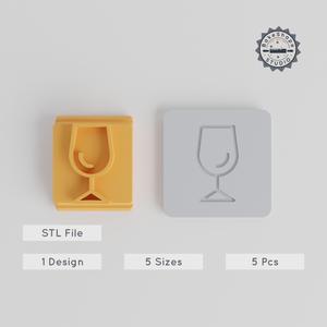 Set of 5 Wine Glass Stamp Tiles, Motif Sizes 20-40mm, Perfect for Clay, Cookies & Fondant PRODUCT_4786