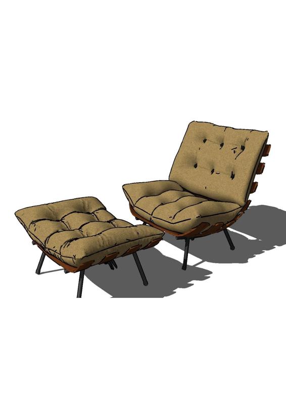 chair and cushion + pouf