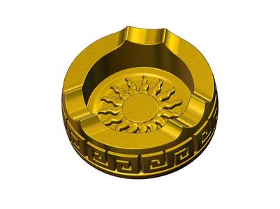 Sun carving Greek key scroll pattern carved ashtray bowl 3D print model