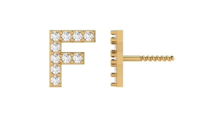 F Letter Alphabets Studs Earrings