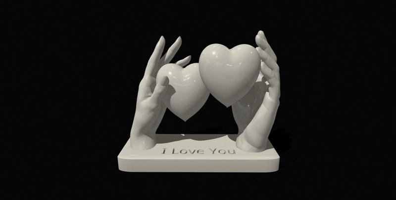 Elegant Sculpture of Hands Holding Heart with Love Message,  Love gift, engagement gift, marriage, proposal