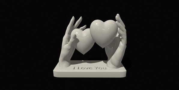 Elegant Sculpture of Hands Holding Heart with Love Message,  Love gift, engagement gift, marriage, proposal
