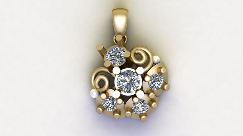 FLORAL DIAMOND PENDANT 3D PENDANT 3D PRINTABLE MODEL