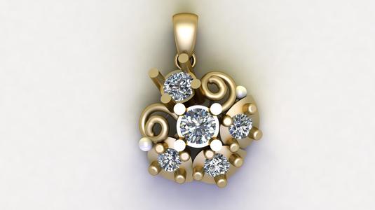 FLORAL DIAMOND PENDANT 3D PENDANT 3D PRINTABLE MODEL