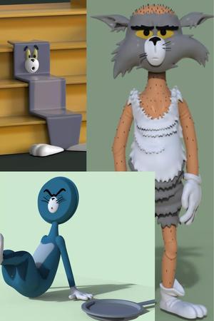 TOM AND JERRY PACK -BALD TOM-TOM PANSHAPED FACE AND STAIRSSHAPED