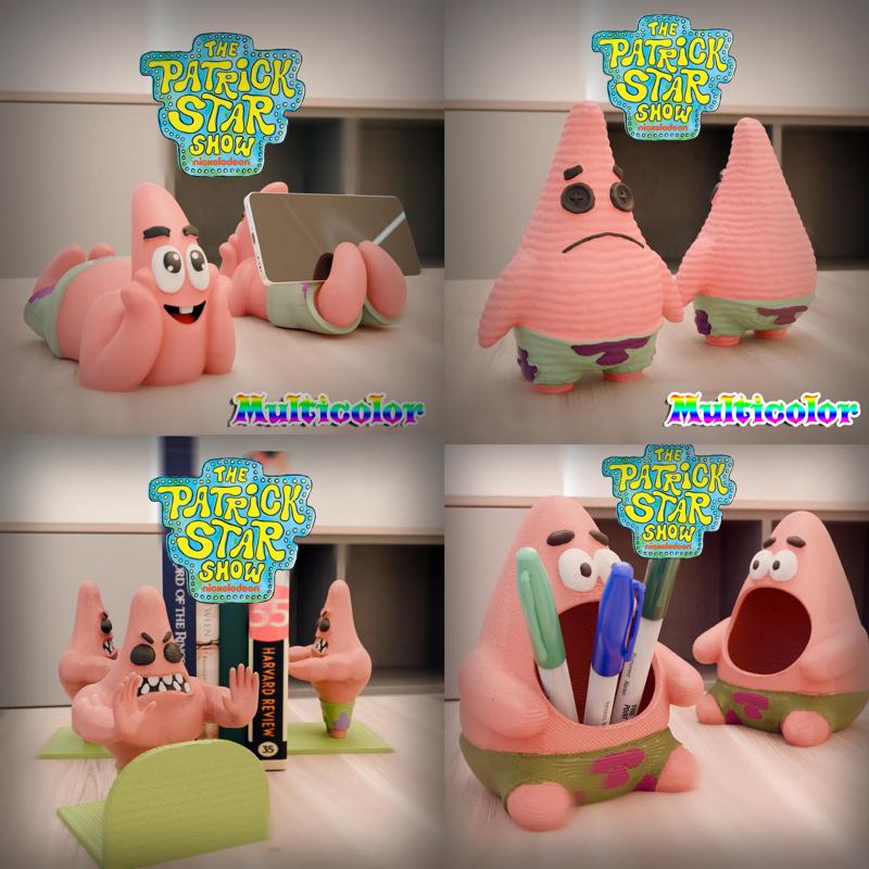 Patrick Star Multicolor 3D Model Pack – 4 Fun Designs!