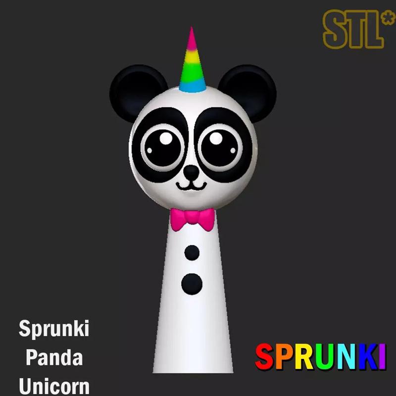 Sprunki Incredibox 3D Sprunk Panda STL 3D Character Fanart