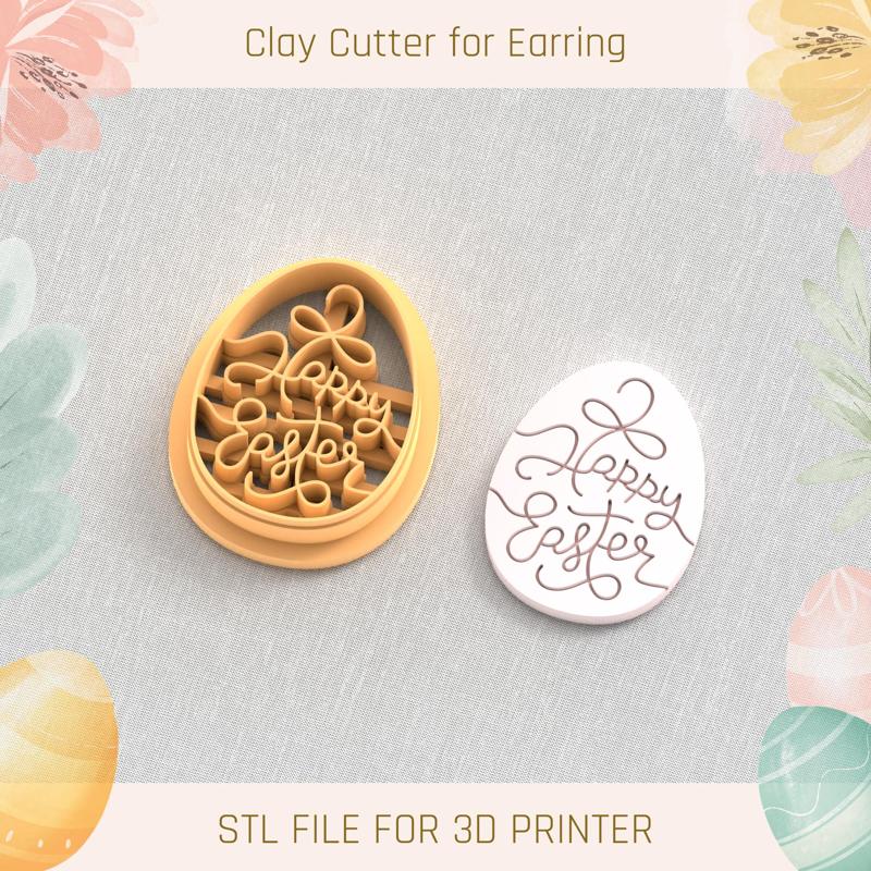 Egg Happy Easter EASTER POLYMER CLAY CUTTER