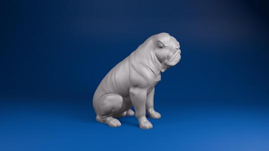 Bulldog Sitting - Realistic Dog STL File for 3D Printing