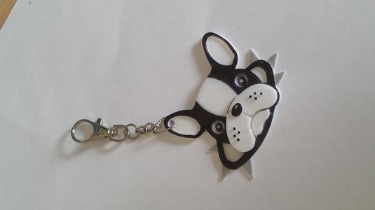 French bulldog key ring with necklace