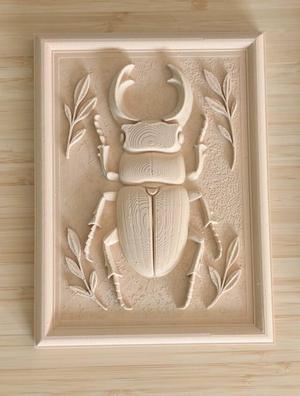 Stag beetle in 3D relief - expressive wall art from the 3D printer