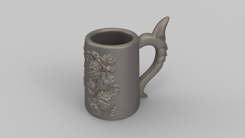 Dragon Handle Grape Mug - Fantasy 3D Printable Cup