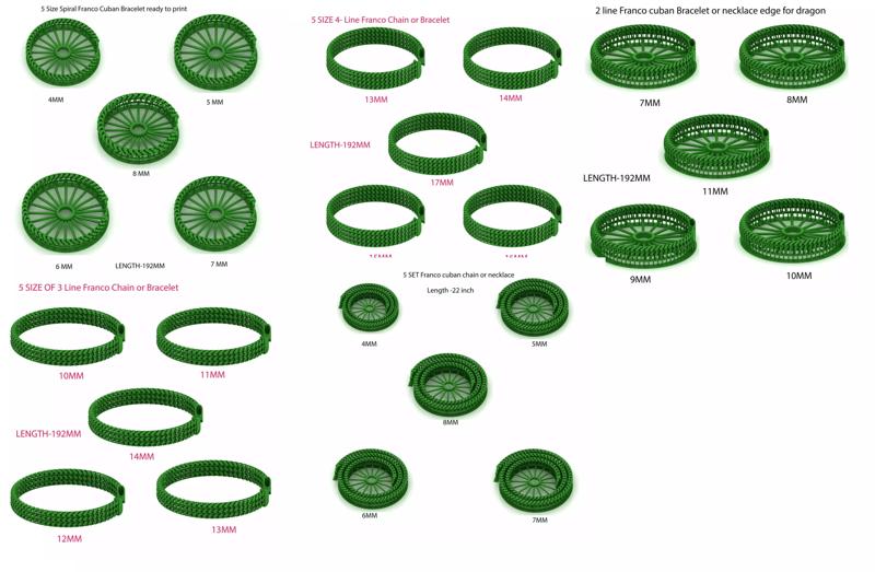 25 DIFFERENT SIZE MASSIVE Spiral Franco Chain At Low Prices  3D Model Collection
