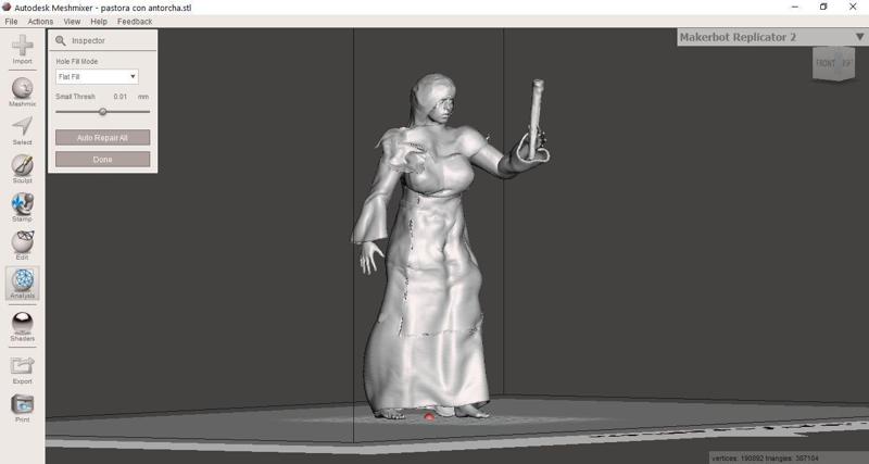 Shepherdess standing with a torch