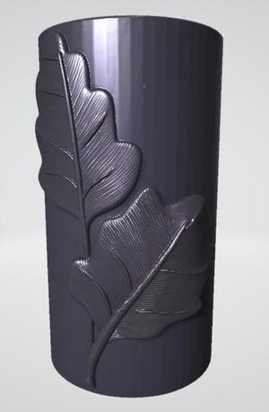 Decorative Cylindrical Vase with Leaf Detail