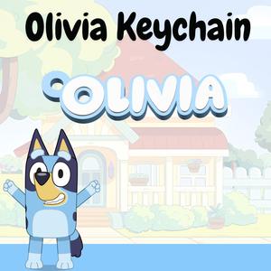 Olivia Name Keychain | Bluey Inspired Design | Fun Personalized Gift
