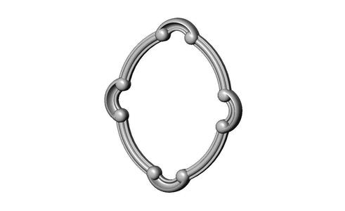 Oval carved detailed corner scroll arc frame relief
