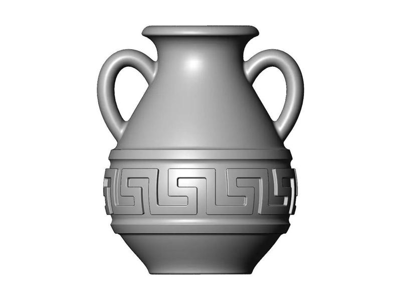 Greek key pattern roman urn and vase