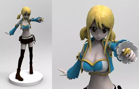 fairy tail character - lucy high poly low poly model