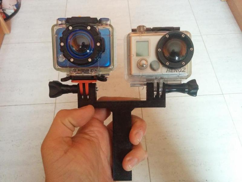 Soporte para 2 gopro, (grabacion en 3d)