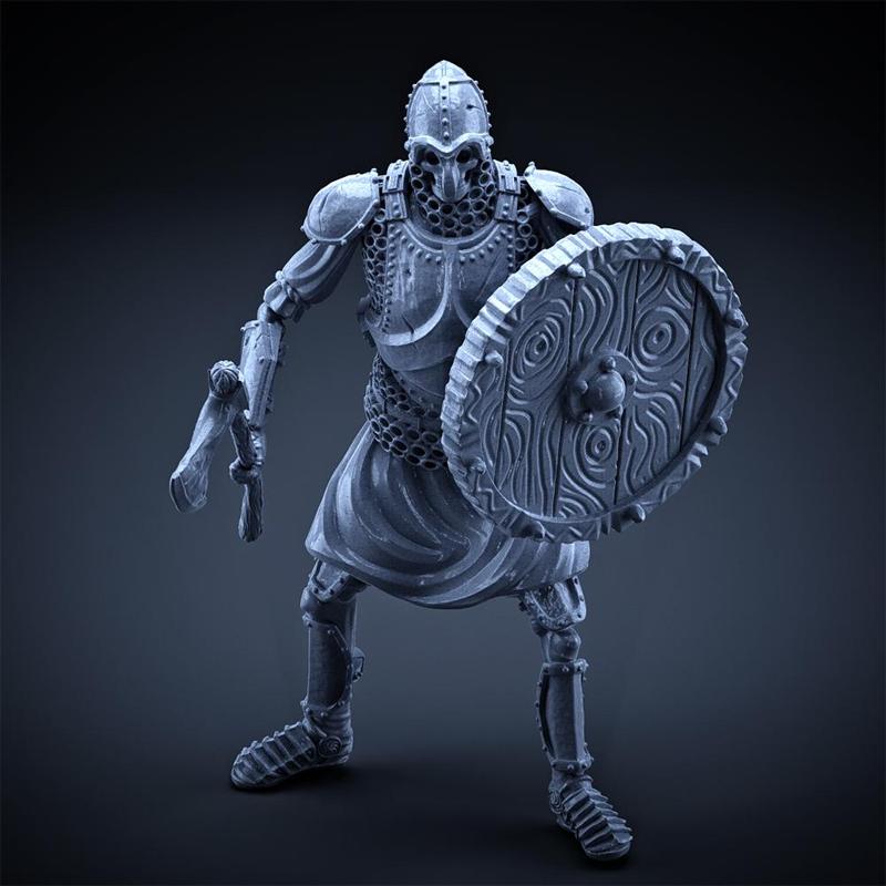 Skeleton - Heavy Infantry - Axe + Round Shield - Idle Pose