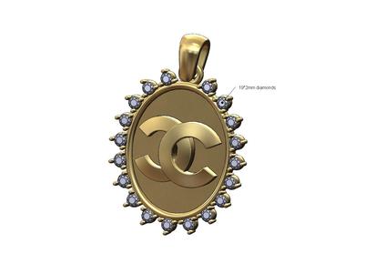 CC Oval diamond pendant charm 3D print model