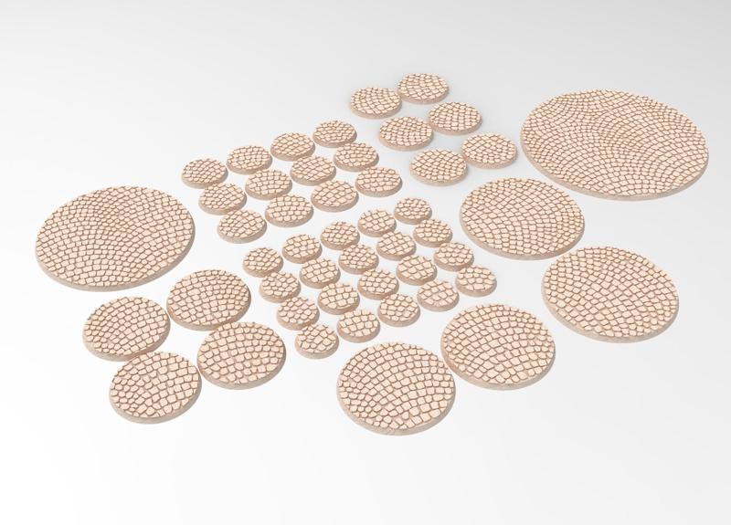 Coblestone bases oval round square rectangle - roads - mvt trays... for wargame