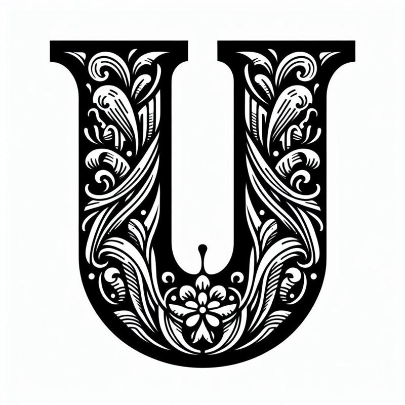 Frottage creation: letter U (version 3)