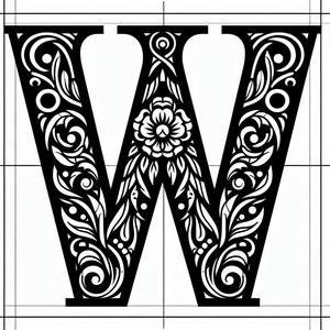 Frottage creation: letter W (version 2)