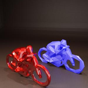 Low Poly Motorcyclist - Sculpture