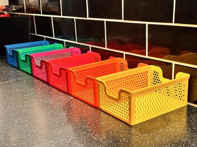 Rectangular 140x200mm Stacking Baskets & Lid - Hexagon Pattern