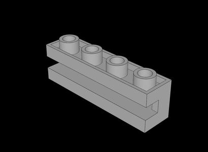 Lego Compatible (2653.dat) Brick  1 x  4 with Groove