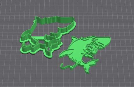 Zombie Shark-cookie cutter and stamp