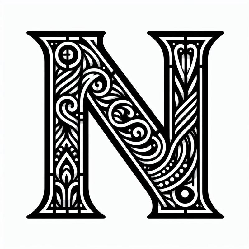 Frottage creation: letter N (version 11)