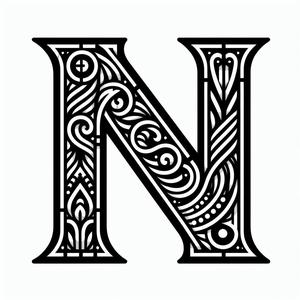 Frottage creation: letter N (version 11)