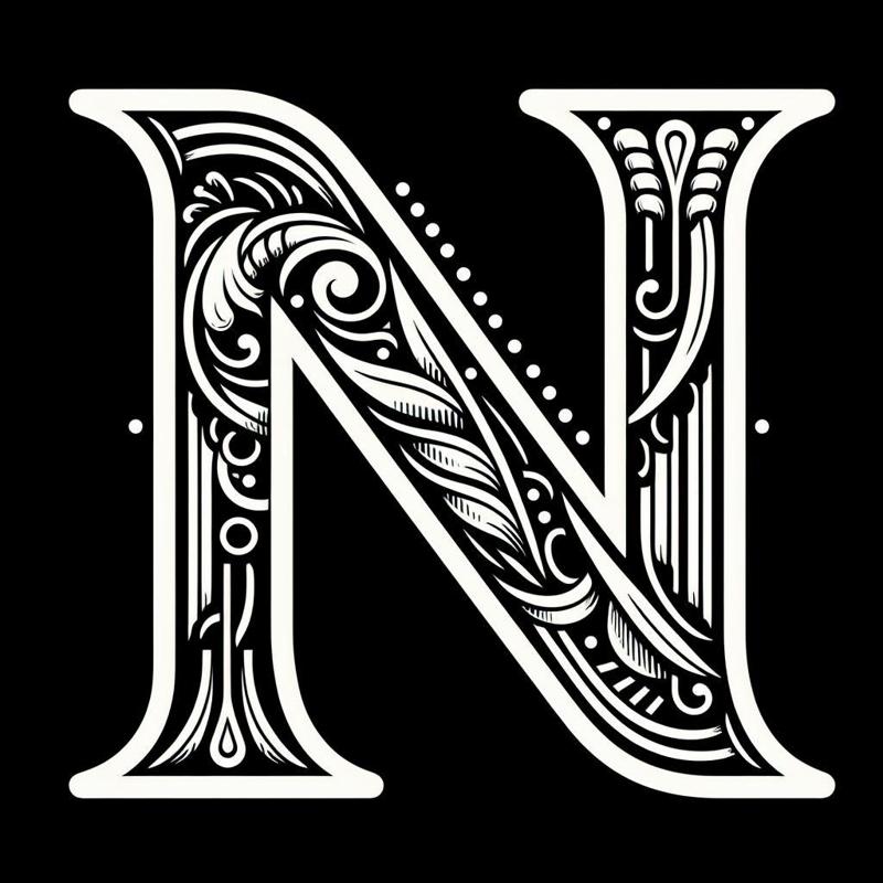 Frottage creation: letter N (version 6)