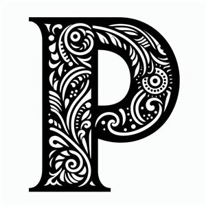 Frottage creation: letter P (version 3)