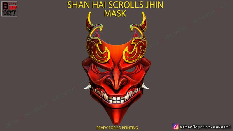 Shan Hai Scrolls Jhin Mask - Jhin God - League Of Legends 3D print model