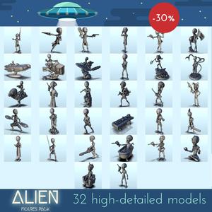 Pack of alien figures (all pre-supported + supplied with rounded base) - SF Warhordes ET extraterrest Confrontation
