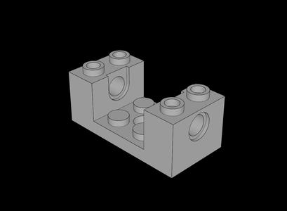 Lego Compatible (18975.dat) Plate  2 x  4 with Side Bricks  1 x  2 x  1.333 with Hole