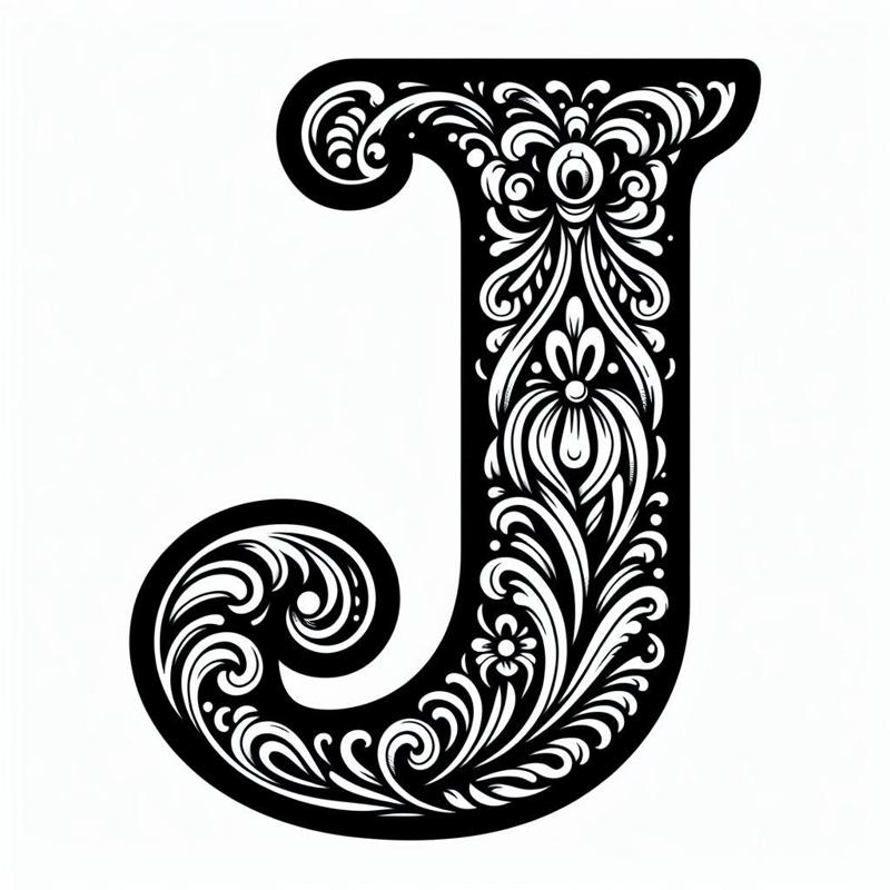 Frottage creation: letter J (version 3)