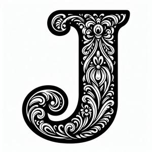 Frottage creation: letter J (version 3)