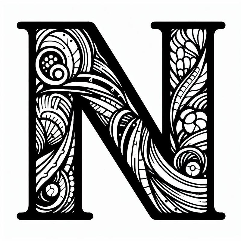 Frottage creation: letter N (version 3)