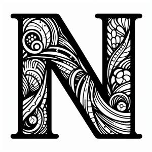 Frottage creation: letter N (version 3)