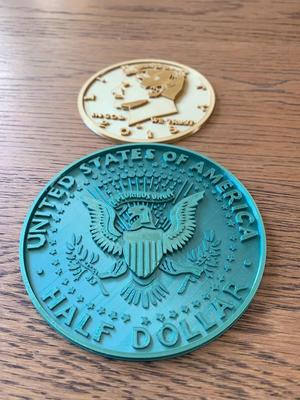 3D Kennedy Coin 2 faces
